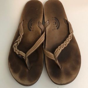 Rainbow braided flip flops size Xl